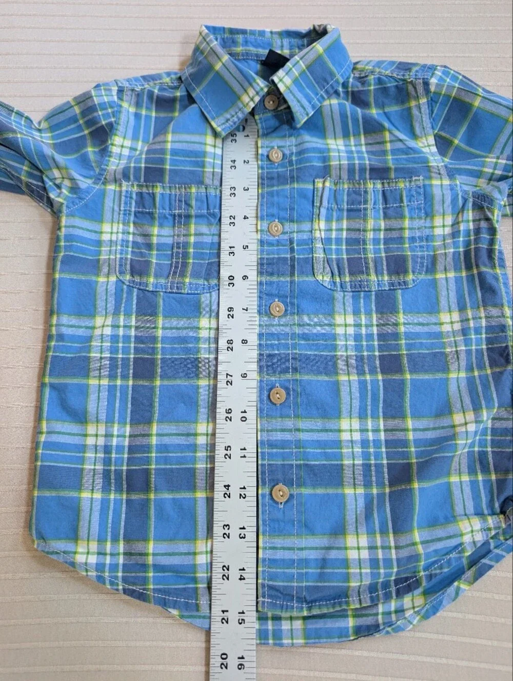 BabyGAP Blue Plaid Button-Front Shirt Toddler 4 Years